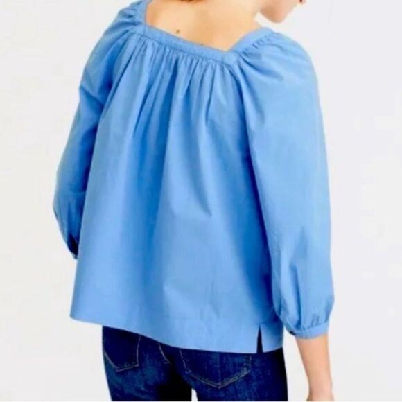 J. Crew Penny Top Peasant Blouse Size 4 Blue - Picture 2 of 6